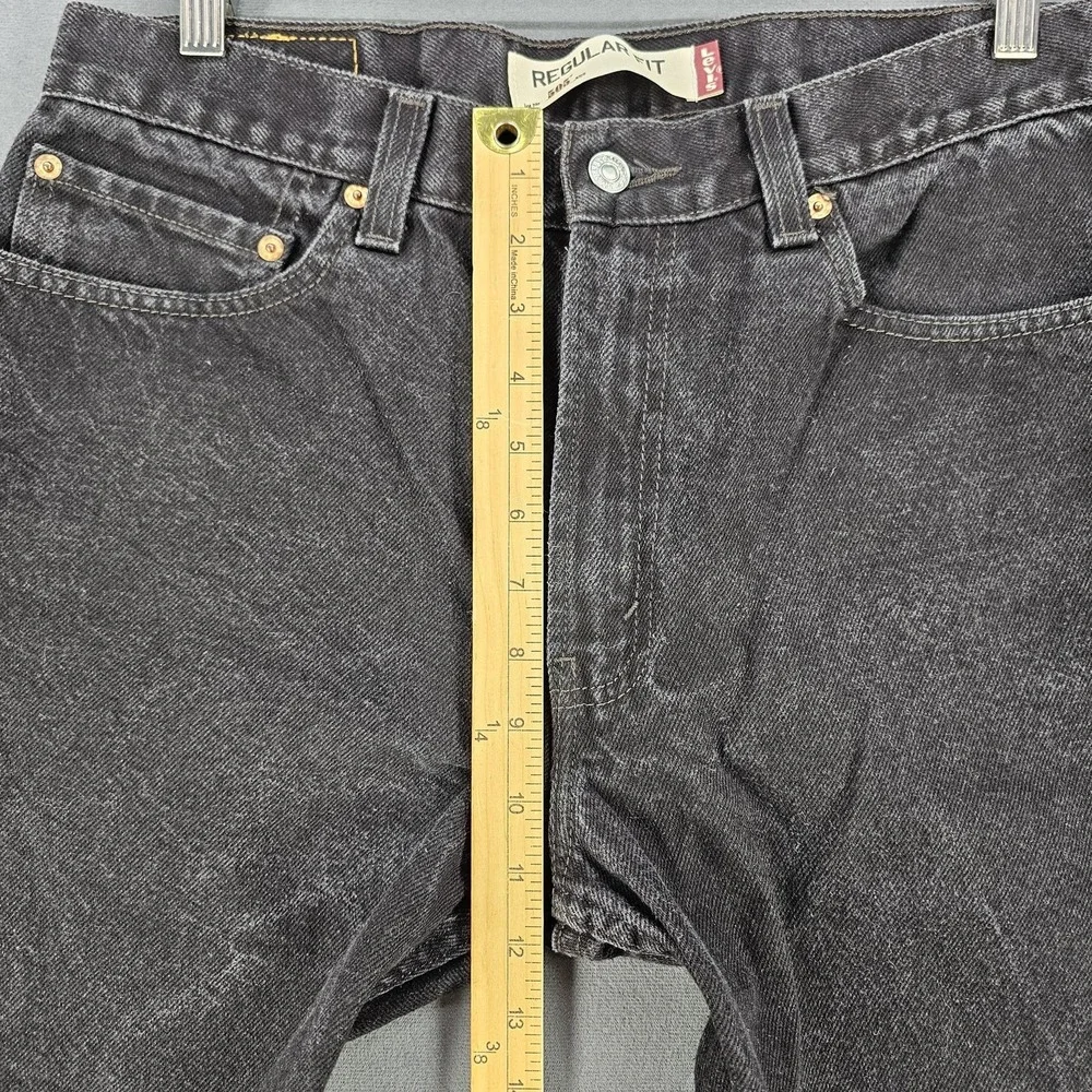 Levis 505 Jeans Mens 33x23 Black Denim‎ Regular Fit Straight Leg